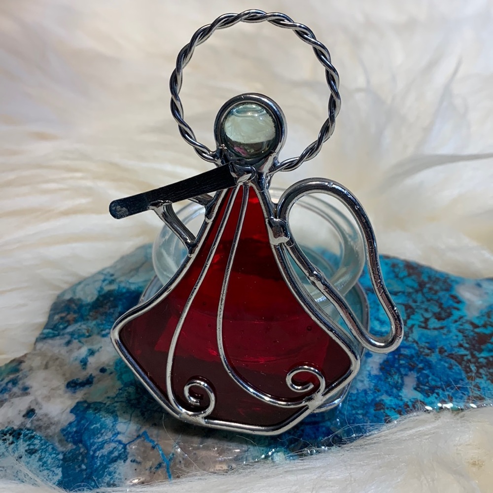 🌈3/$30🌈Stained glass Angel playing flute tealight holder